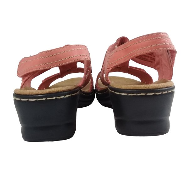 Clarks Women's Lexi Open Toe Sling Back Coral Leather Sandals Size 11M - Picture 9 of 13